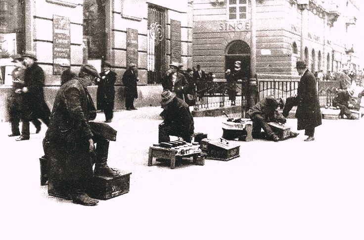 Trg bana Jelačića 1930. godine, čistači cipela